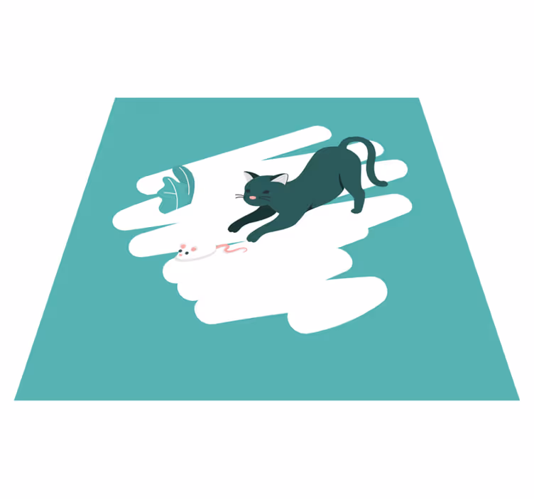 Tapis vinyle chambre poursuite ludique du chat - TenStickers