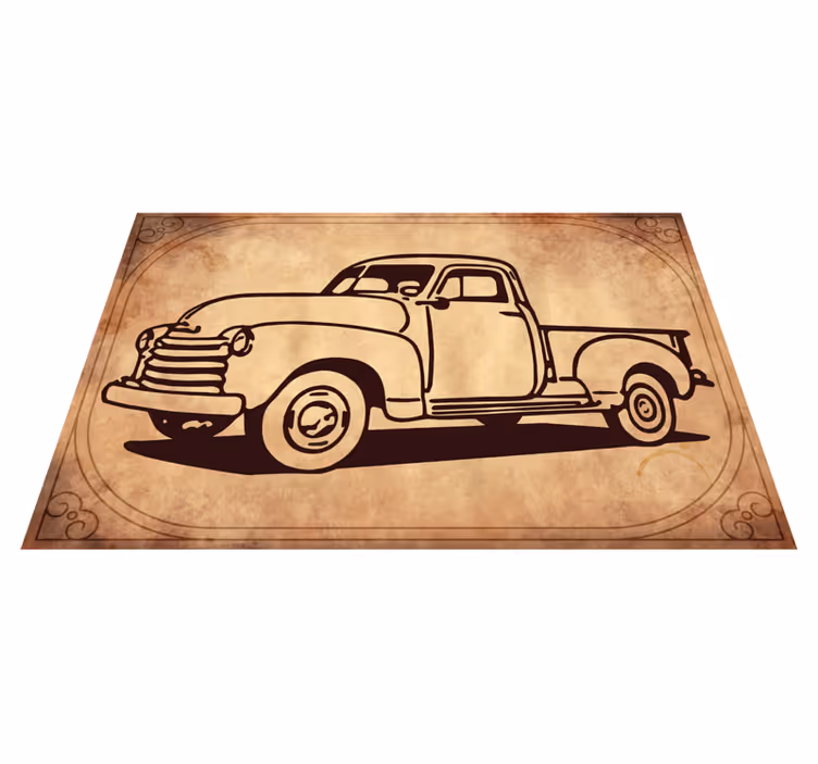 Tapis vinyle rétro silhouette de camion classique - TenStickers