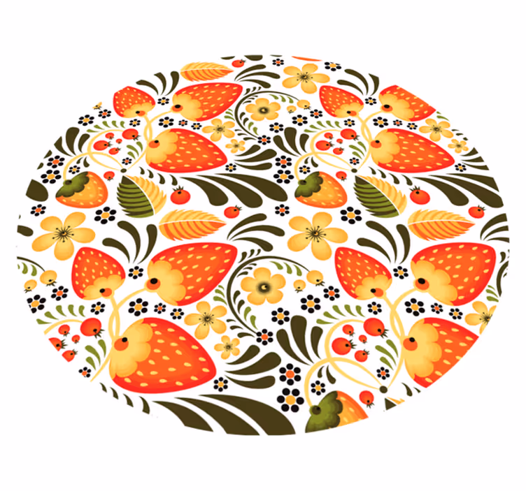 Tapis vinyle fleurs et plantes motif fraise - TenStickers