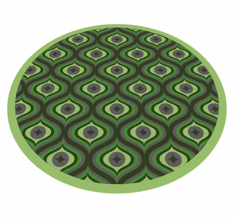 Tapis vinyle rond vagues vertes complexes - TenStickers