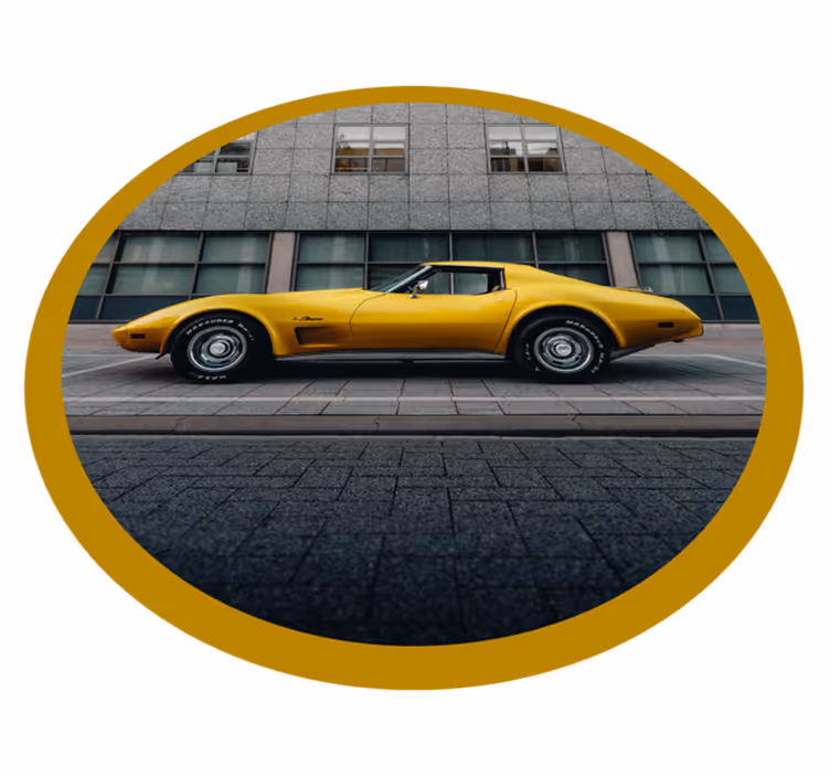Tapis vinyle ado voiture jaune classique - TenStickers