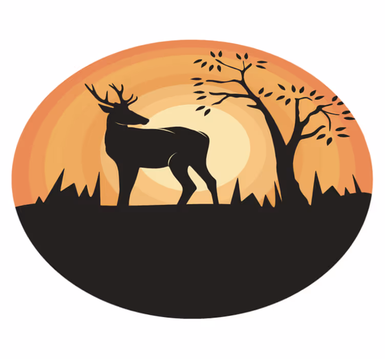 Tapis vinyle rétro silhouette de cerf serein - TenStickers