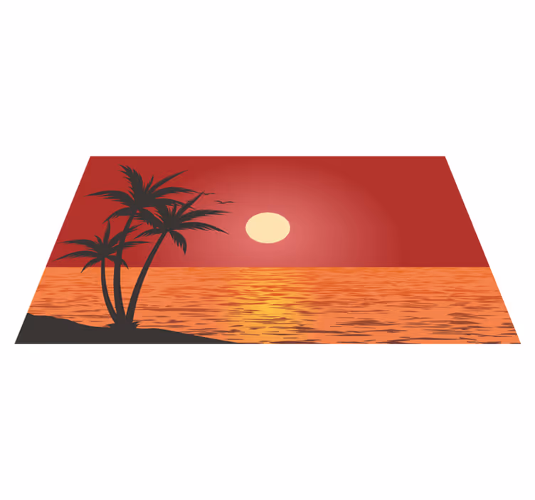 Tapis vinyle nature paysage tropical au coucher de soleil - TenStickers