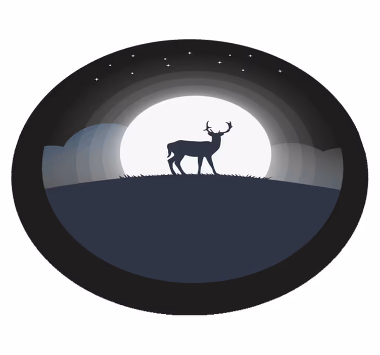 Tapis vinyle rond cerf sous la lune - TenStickers