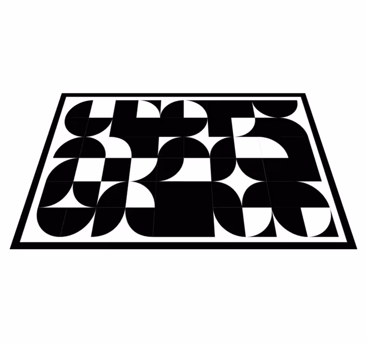 Tapis vinyles géométriques formes noires courbes - TenStickers