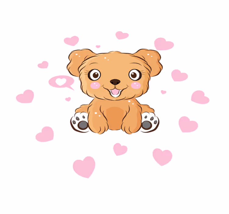 Tapis vinyle rond illustration de chiot mignon - TenStickers