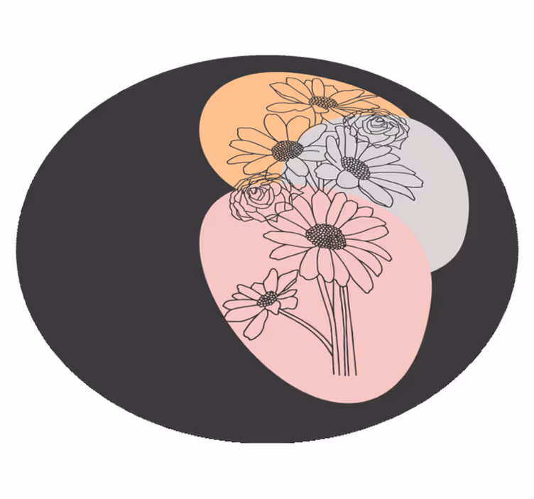 Tapis vinyle fleurs et plantes composition en cercle - TenStickers