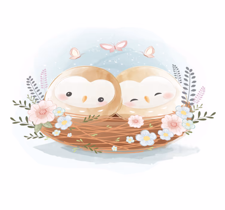 Tapis vinyle chambre couple de nids de hiboux - TenStickers