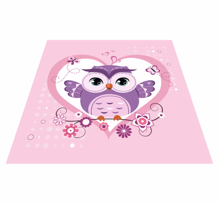 Tapis vinyle pour enfants joli coeur de hibou - TenStickers