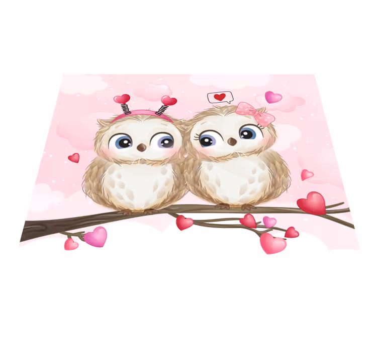 Tapis vinyle chambre joli couple de hiboux - TenStickers