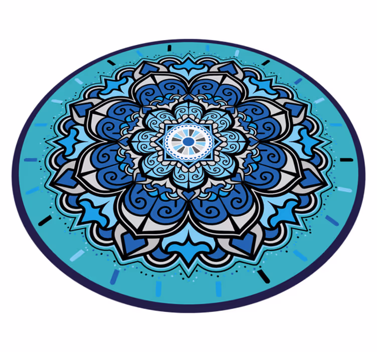 Tapis vinyle rond mandala bleu complexe - TenStickers