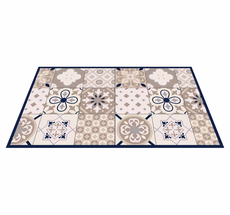 Tapis vinyle carreaux de ciment design beige élégant - TenStickers