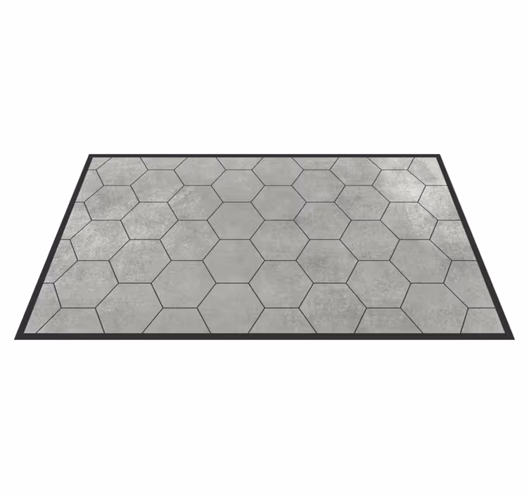 Tapis vinyle salle de bain motif hexagonal gris - TenStickers