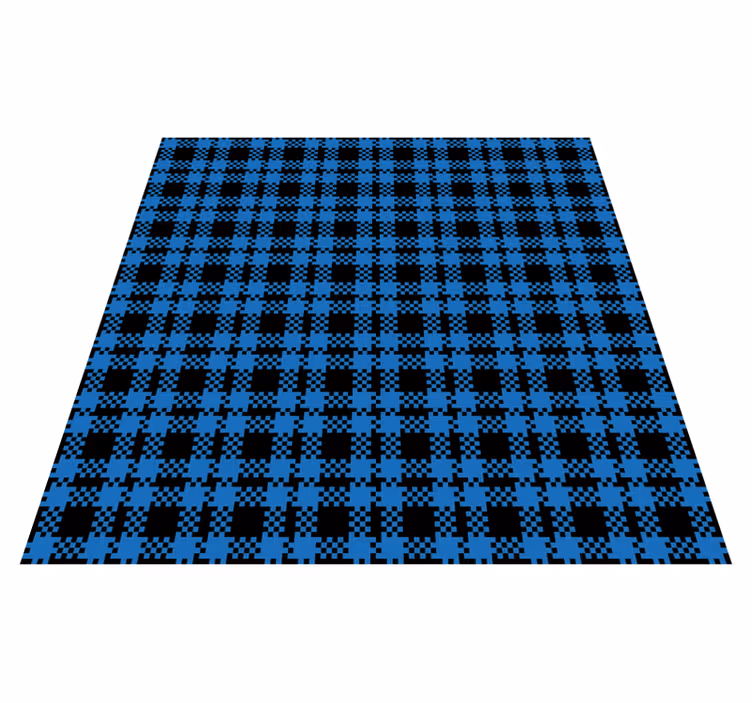 Tapis vinyle carreaux de ciment motif à damiers bleus - TenStickers