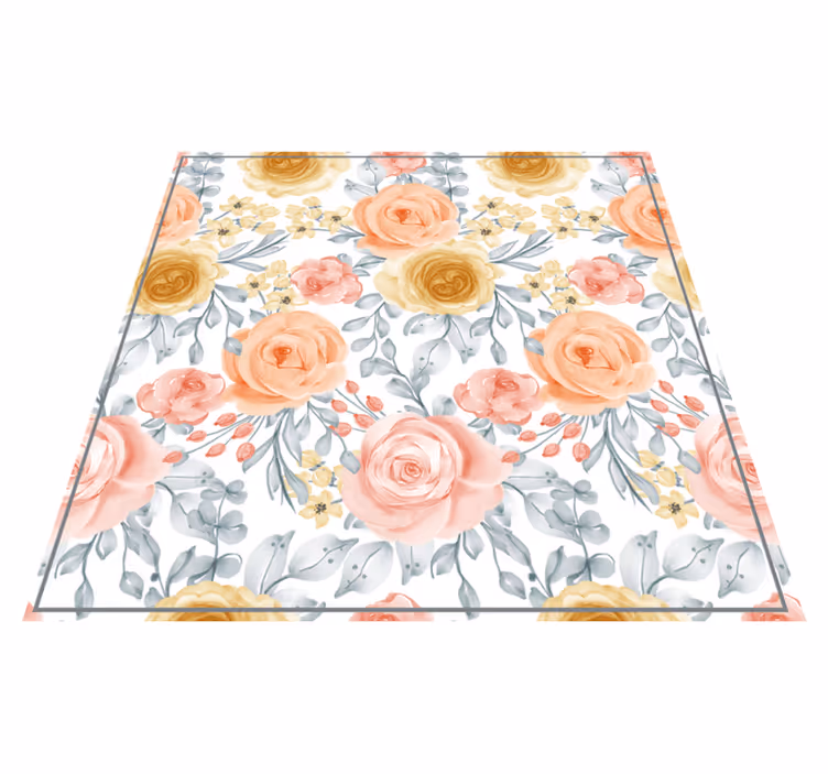 Tapis vinyle fleurs et plantes nuances de rose - TenStickers