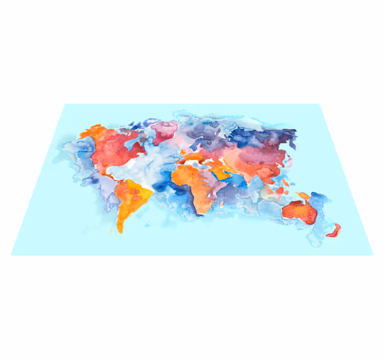Tapis vinyle carte du monde carte mondiale en couleur - TenStickers