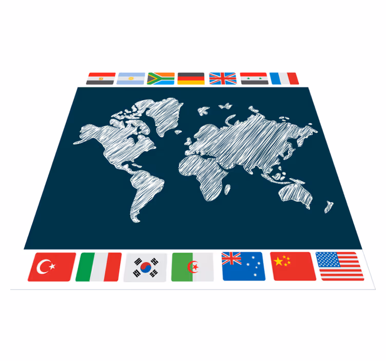 Tapis vinyle carte du monde œuvre d'art mondial - TenStickers