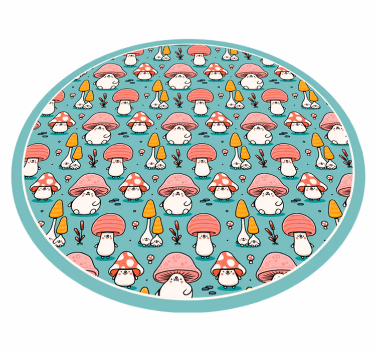 Tapis vinyle nature adorables figurines de champignons - TenStickers