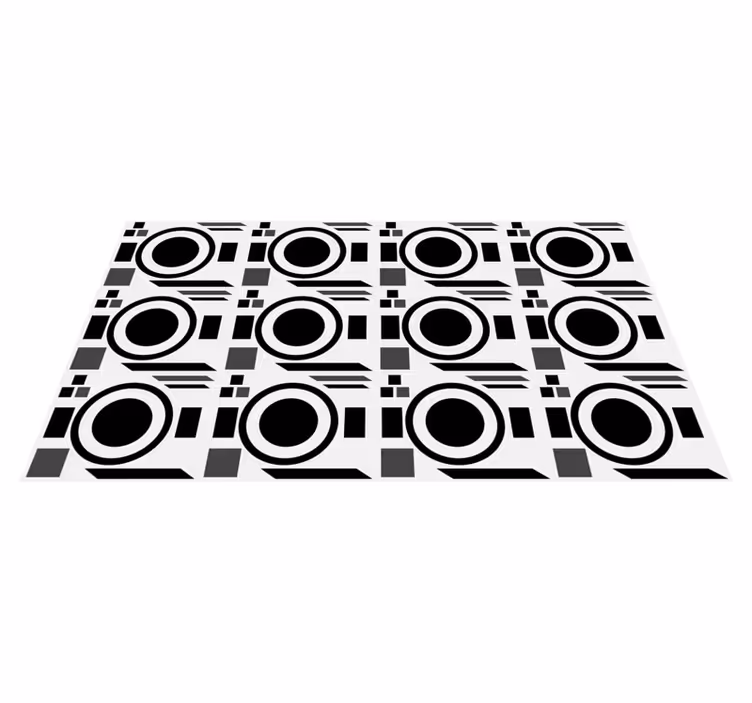 Tapis vinyles géométriques cercles noirs nets - TenStickers