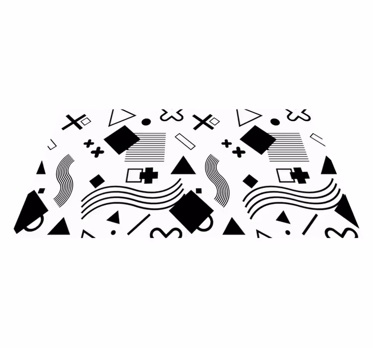 Tapis vinyles géométriques motifs noirs - TenStickers