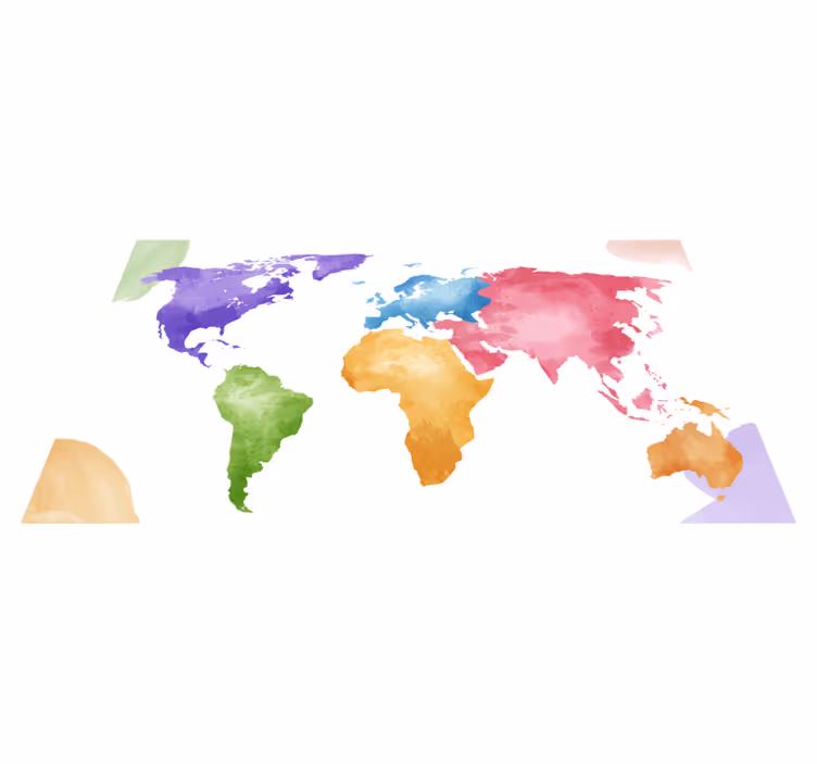 Tapis vinyle carte du monde continents colorés - TenStickers