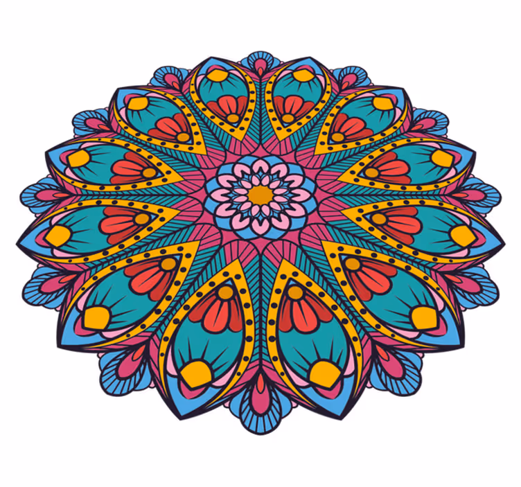 Tapis vinyle mandala illustration florale colorée - TenStickers