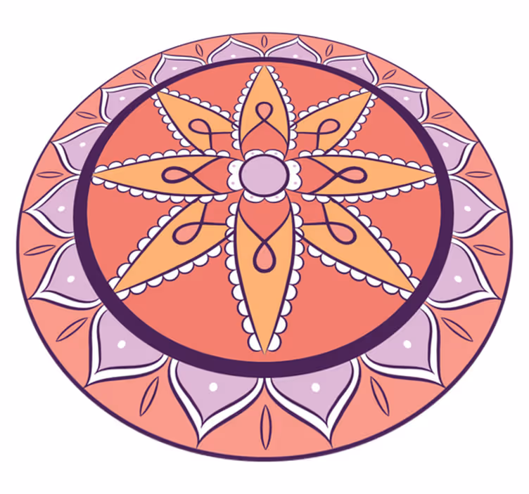 Tapis vinyle mandala motif rose simple - TenStickers