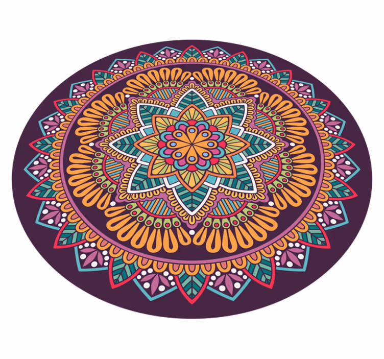 Tapis vinyle mandala élément fleuri et vivant - TenStickers
