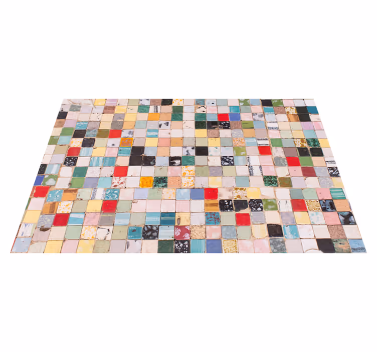 Tapis vinyle salle de bain vieilles tuiles colorées - TenStickers