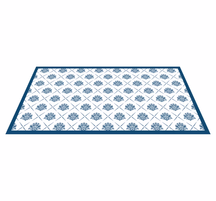 Tapis vinyle salle de bain motif floral bleu - TenStickers
