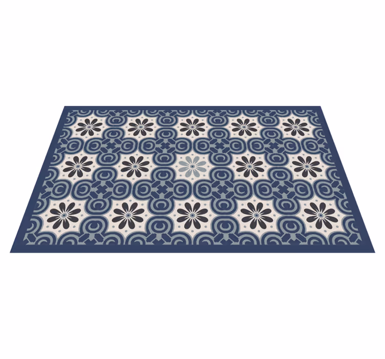Tapis vinyle carreaux de ciment composition florale élégante - TenStickers
