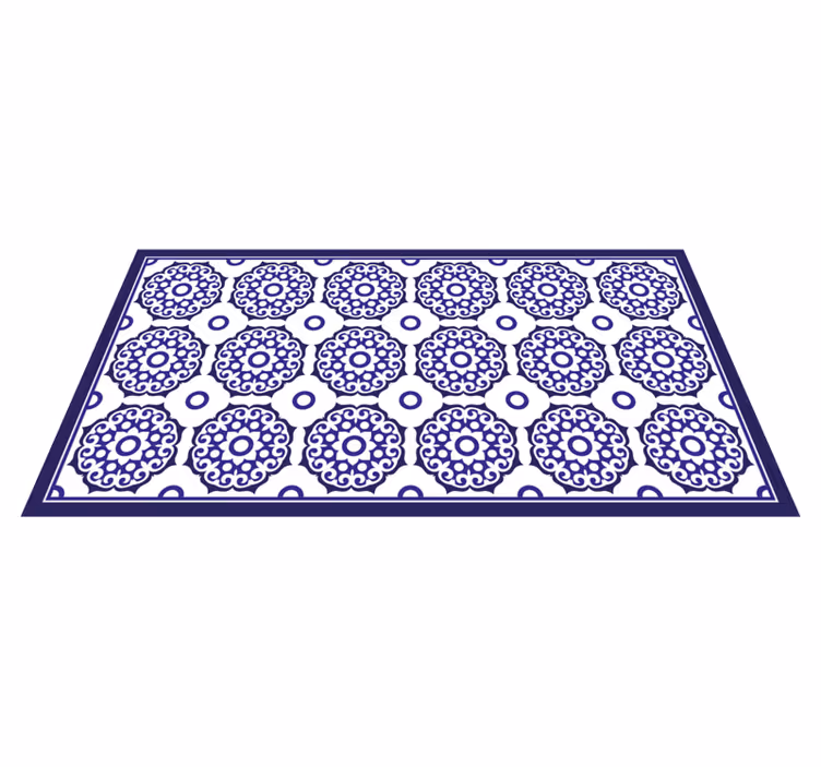 Tapis vinyle carreaux de ciment motifs bleus ornés - TenStickers