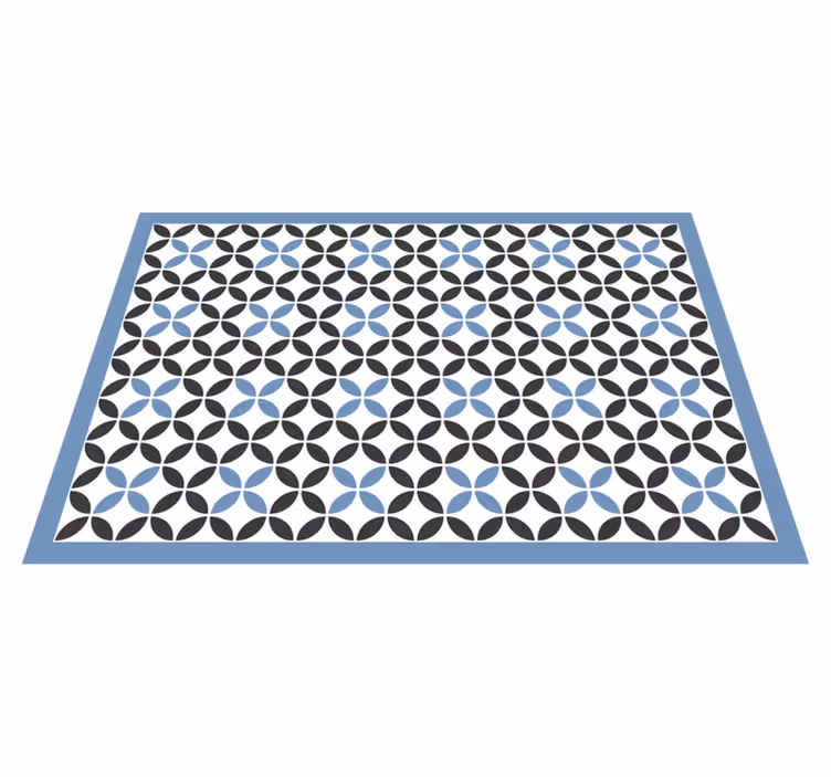 Tapis vinyles géométriques motif circulaire bleu superposé - TenStickers