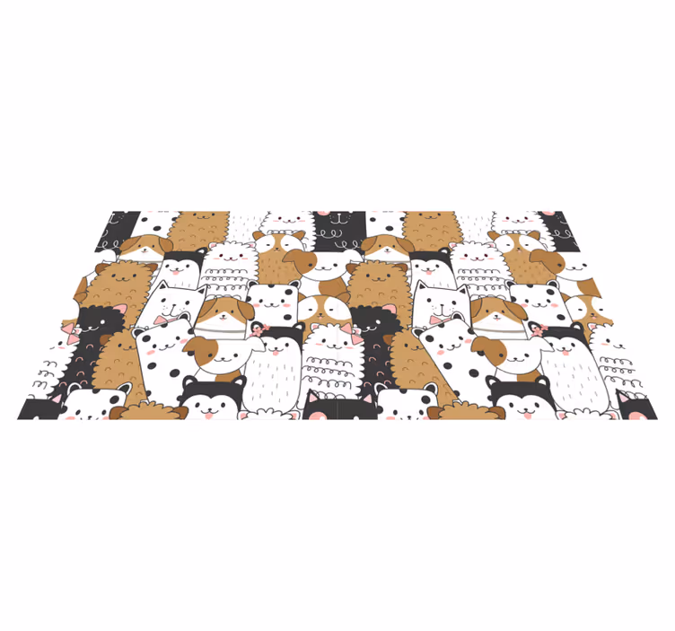 Tapis vinyle animal adorables visages d'animaux - TenStickers