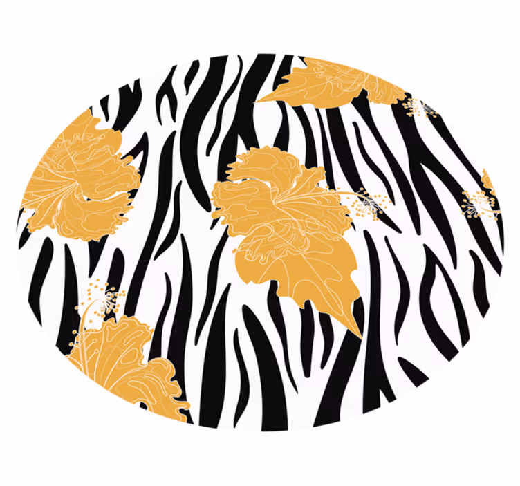 Tapis vinyle animal motif floral zébré - TenStickers