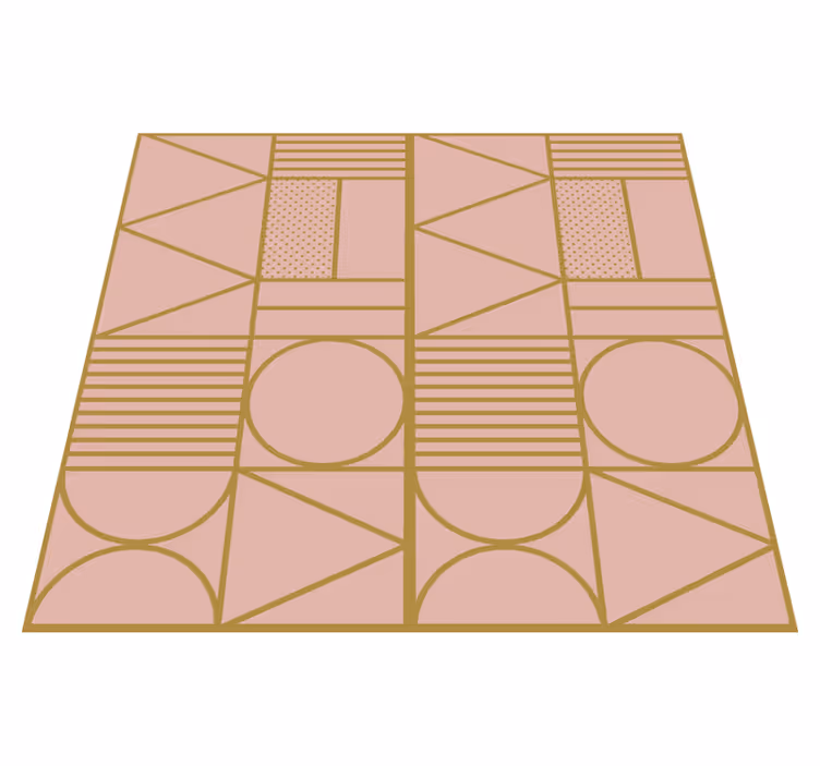 Tapis vinyles géométriques motif or et rose - TenStickers
