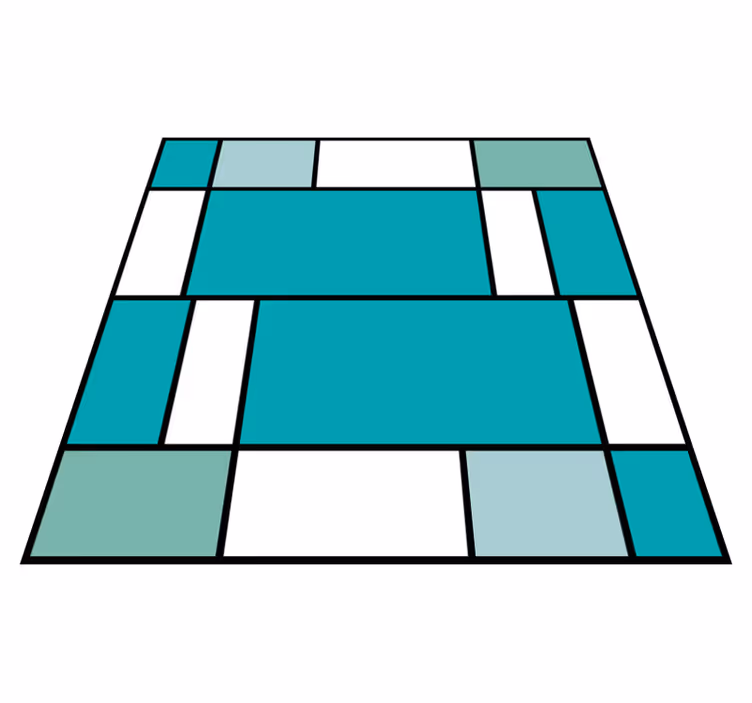 Tapis vinyles géométriques carreaux bleus mondrian - TenStickers