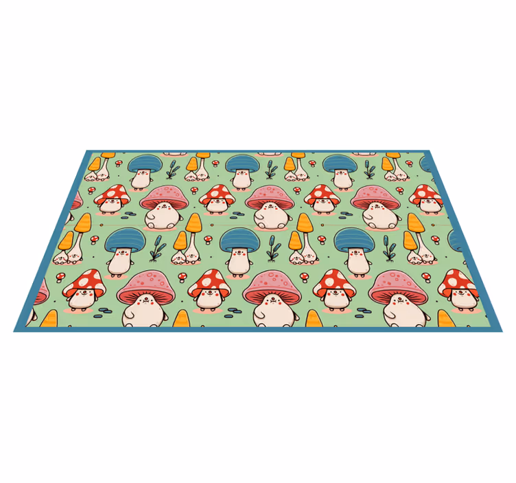 Tapis vinyle pour enfants personnages mignons de champignons - TenStickers