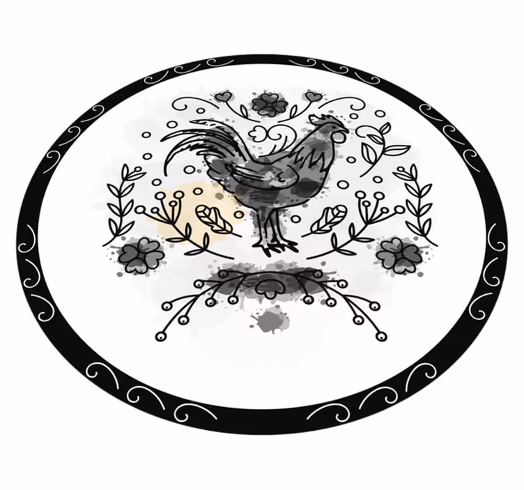 Tapis vinyle animal croquis de coq noir - TenStickers