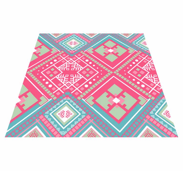 Tapis vinyle éthnique motif tribal rose - TenStickers
