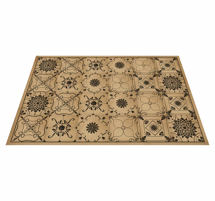 Tapis vinyle pierre motif floral classique - TenStickers