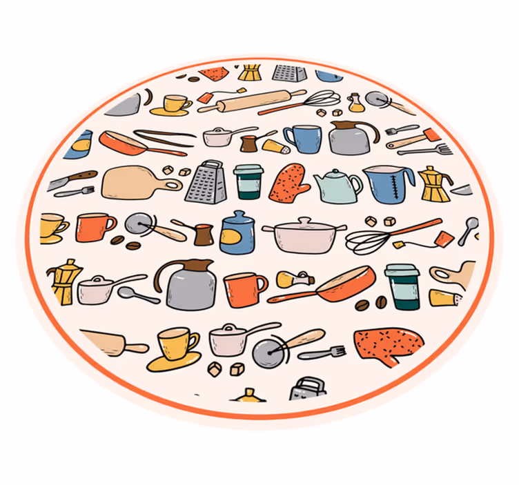 Tapis vinyle cuisine collection d'ustensiles de cuisine - TenStickers