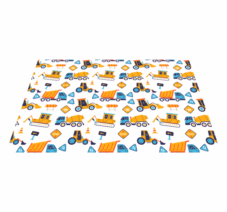 Tapis vinyle autouroute modèle de véhicules de construction - TenStickers