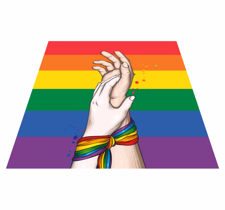 Tapis vinyle  événements mains unies arc-en-ciel - TenStickers