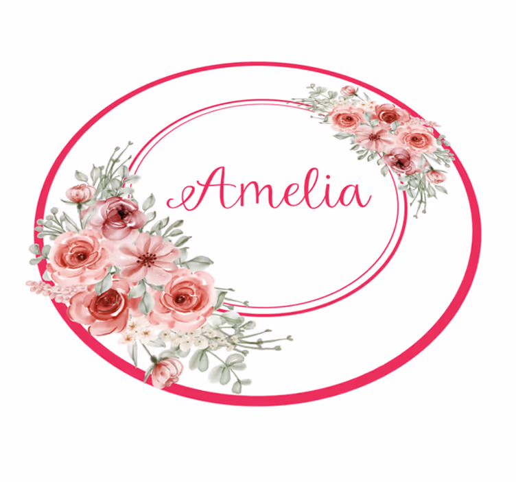 Tapis vinyle chambre monogramme floral avec nom - TenStickers