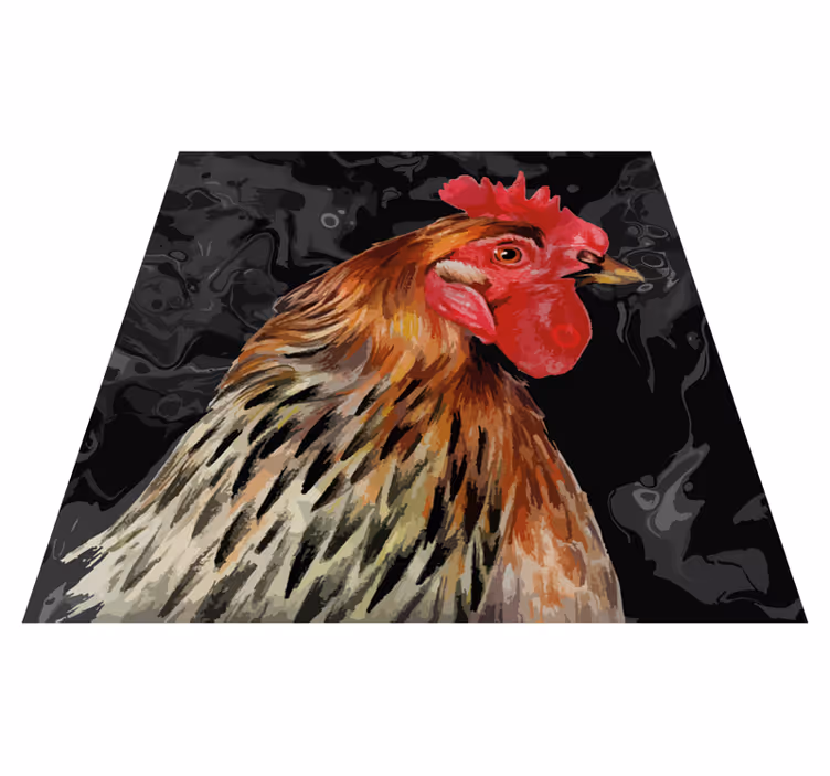 Tapis vinyle animal tête de coq colorée - TenStickers