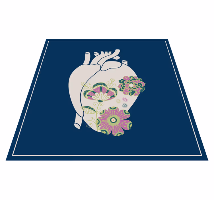 Tapis vinyle nordique motif floral en forme de cœur - TenStickers