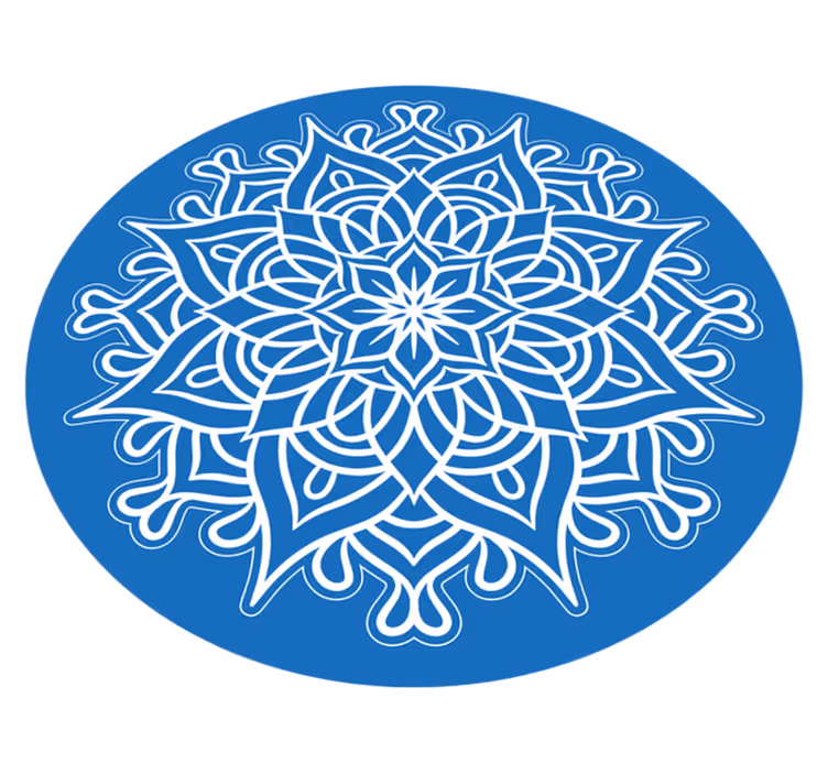 Tapis vinyle mandala composition bleue complexe - TenStickers