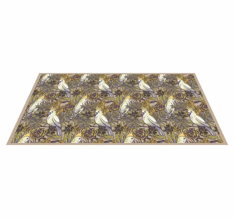 Tapis vinyle fleurs et plantes motif de perroquets colorés - TenStickers