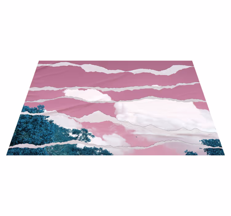 Tapis vinyle nature ciel rose déchiré - TenStickers